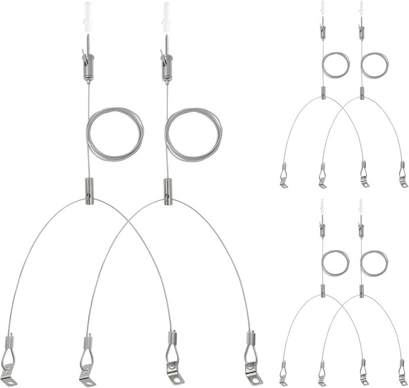 cezelux 6 Set Picture Hanging Wires Lighting Light Suspension Kit 5ft Adjustable Luminaire Hanging Wire, 2ft Not Adjustable Steel Hanging Chains for Commercial Aquarium LED Panel Light LED Shop Lights - Image 1